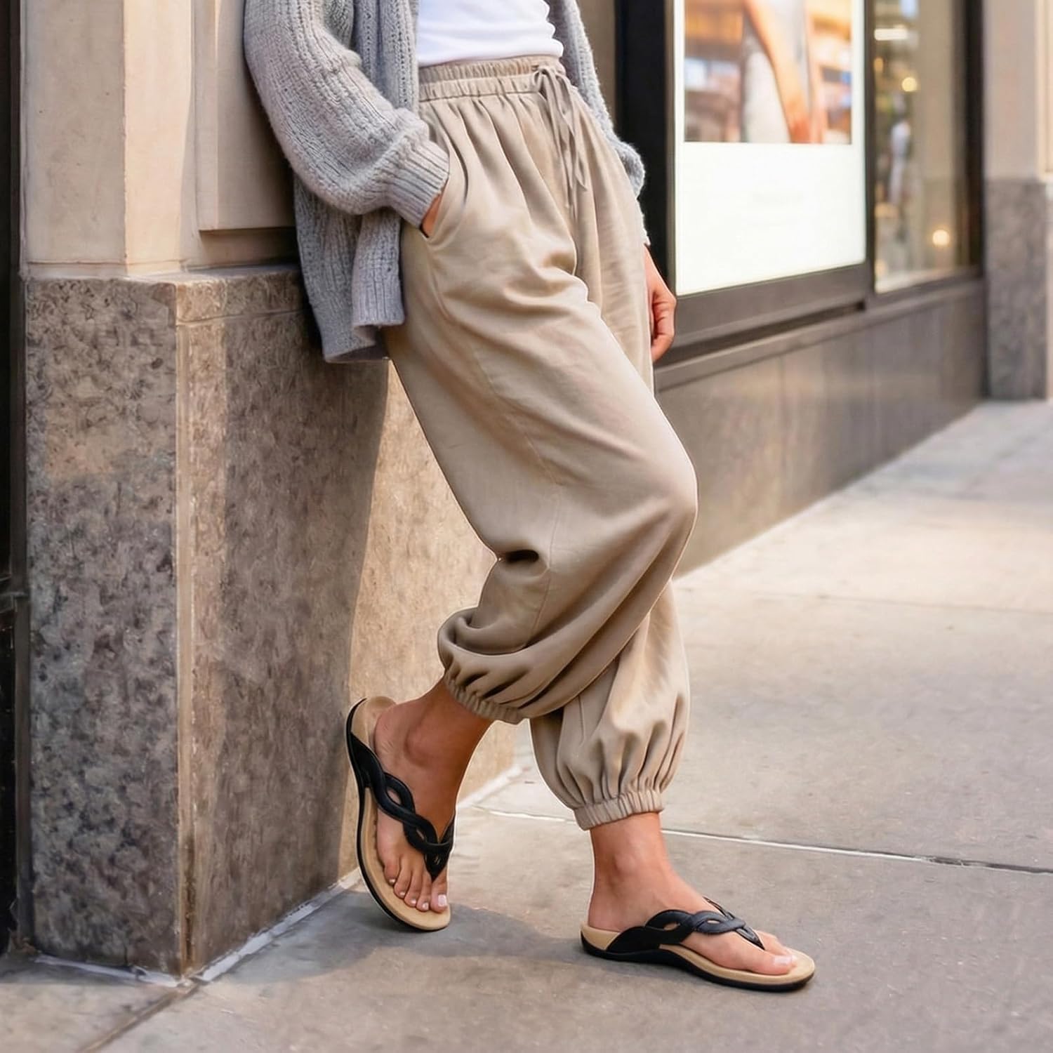 Rihero Women's Orthopedic Arch Support Sandals Orthotic Flip Flops Comfortable Slip On Thong Flat Sandals - Image 2