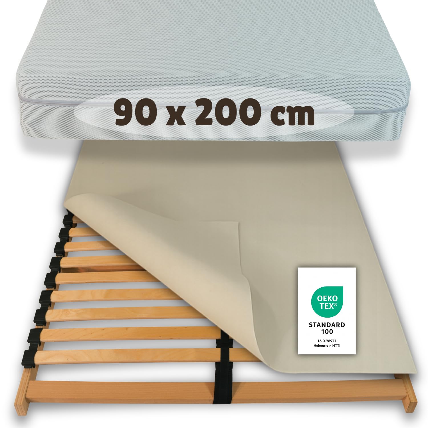 Hochwertiger Lattenrostschoner 90x200 – Anitrutsch Matratzenunterlage, atmungsaktiv, Oeko-TEX Zertifiziert, langlebig – Lattenrost Schoner aus Deutscher Herstellung | Auch für Boxspringbett geeignet