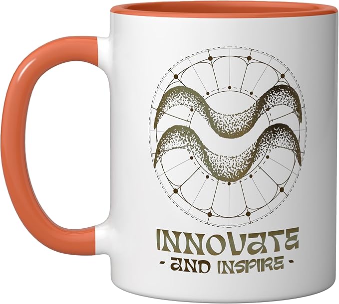 Zodiac Horoscope Aquarius Zodiac Sign Aquarius Ceramic Mug, Orange/White
