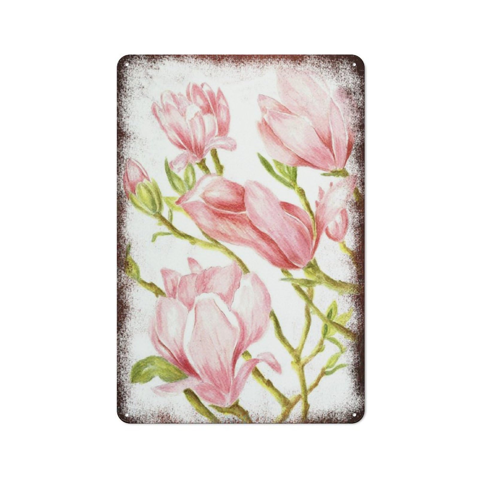 Fresh Floral Watercolor Art Metal Sign Kitchen Restaurant Yard Garage Cute Retro Art Wall Decor Plaque 8x12 Inch