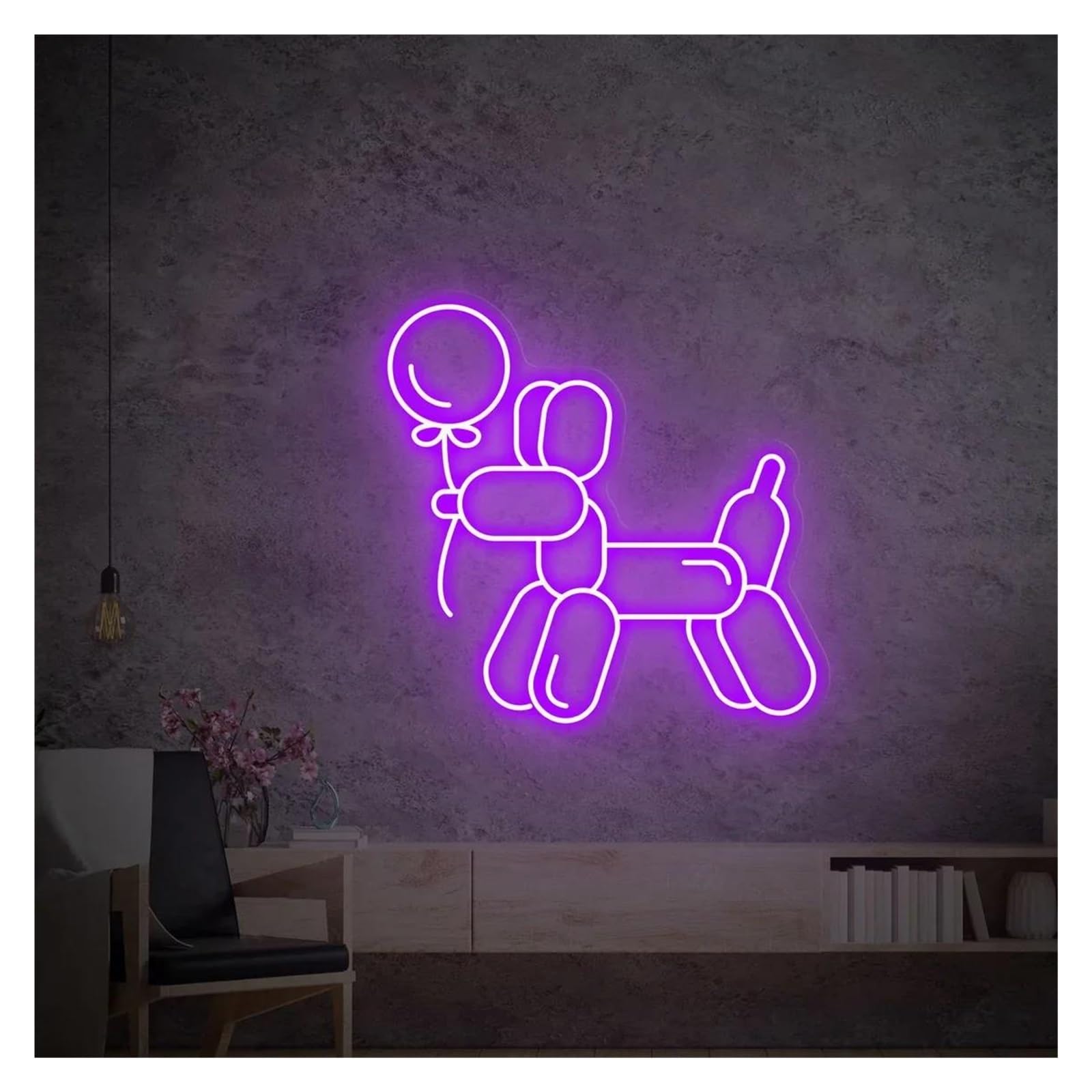 Lemst C Signs Lamp Balloon Dog Neon Signs Usb Powered Adjustable Brightness Dog Balloon Neon Lights, Signboard Suitable For Wall Decor 35Cmx35cm(C)