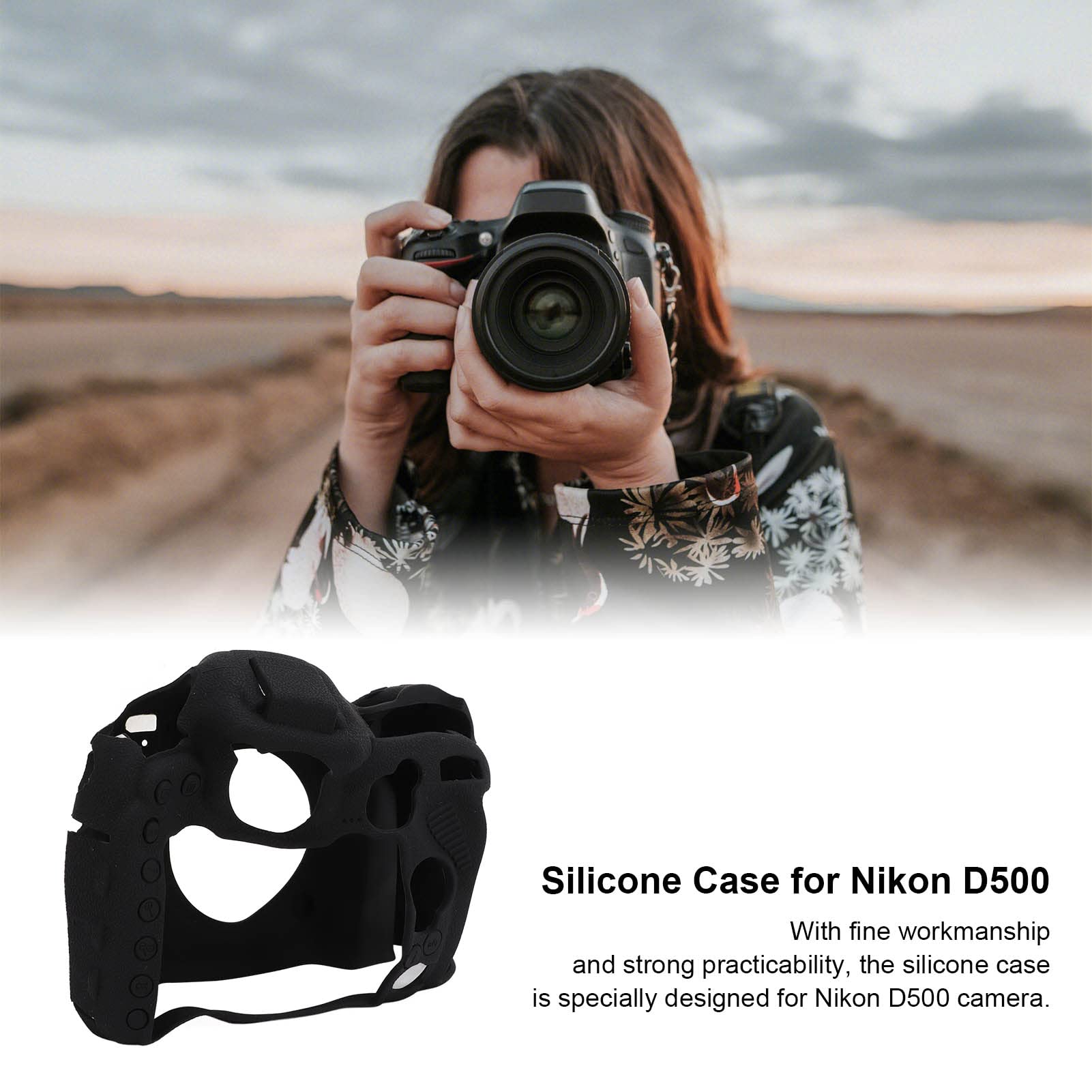 Custodia protettiva per fotocamera D500, in silicone, resistente, protegge da polvere e graffi, colore nero, 1 pezzo