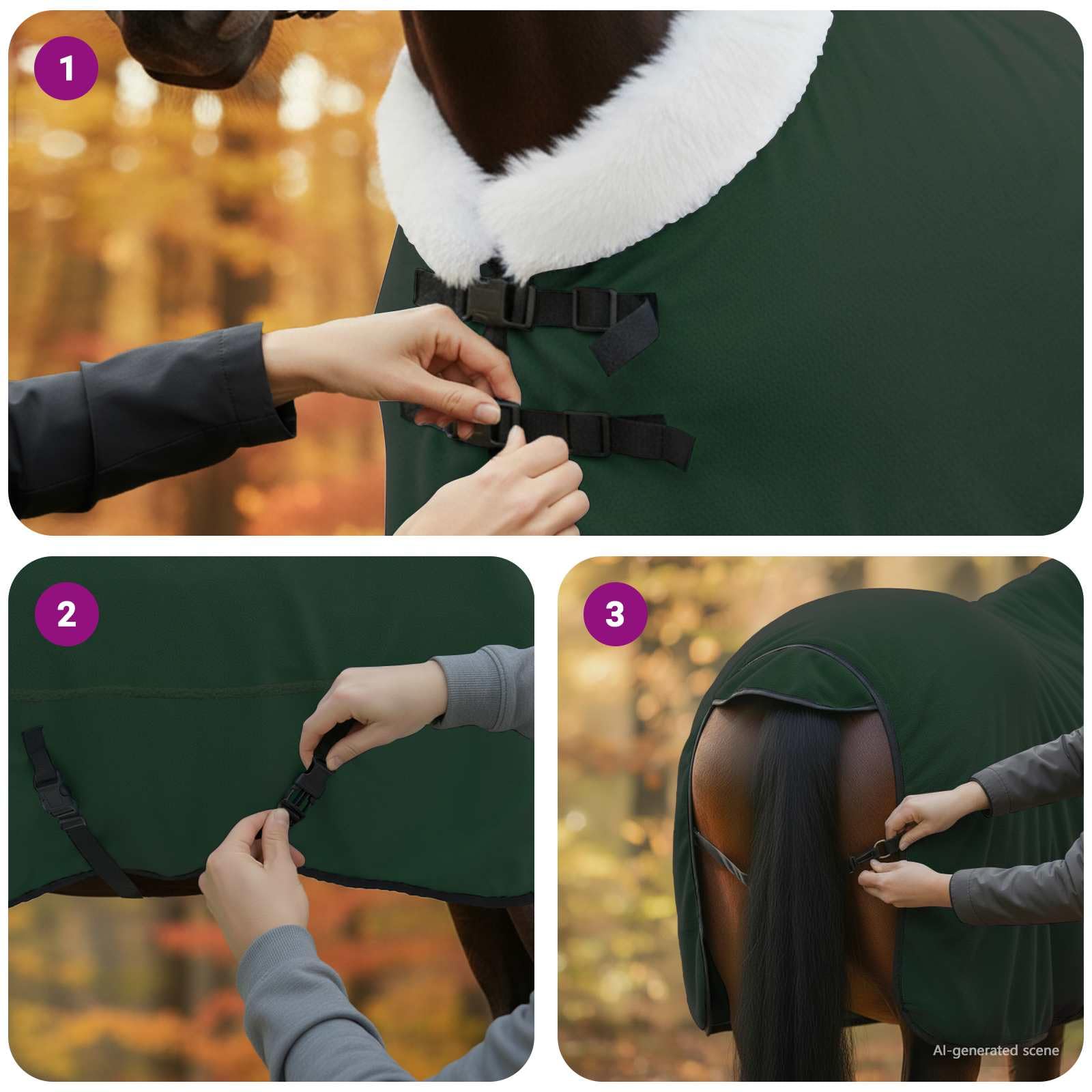 vidaXL Manta para Caballo Verde Oscuro Completo 145 cm Forro Polar, Manta Moderna para Caballos, Invierno, Forro Polar, Equipo Ecuestre, cálido, Ajustable