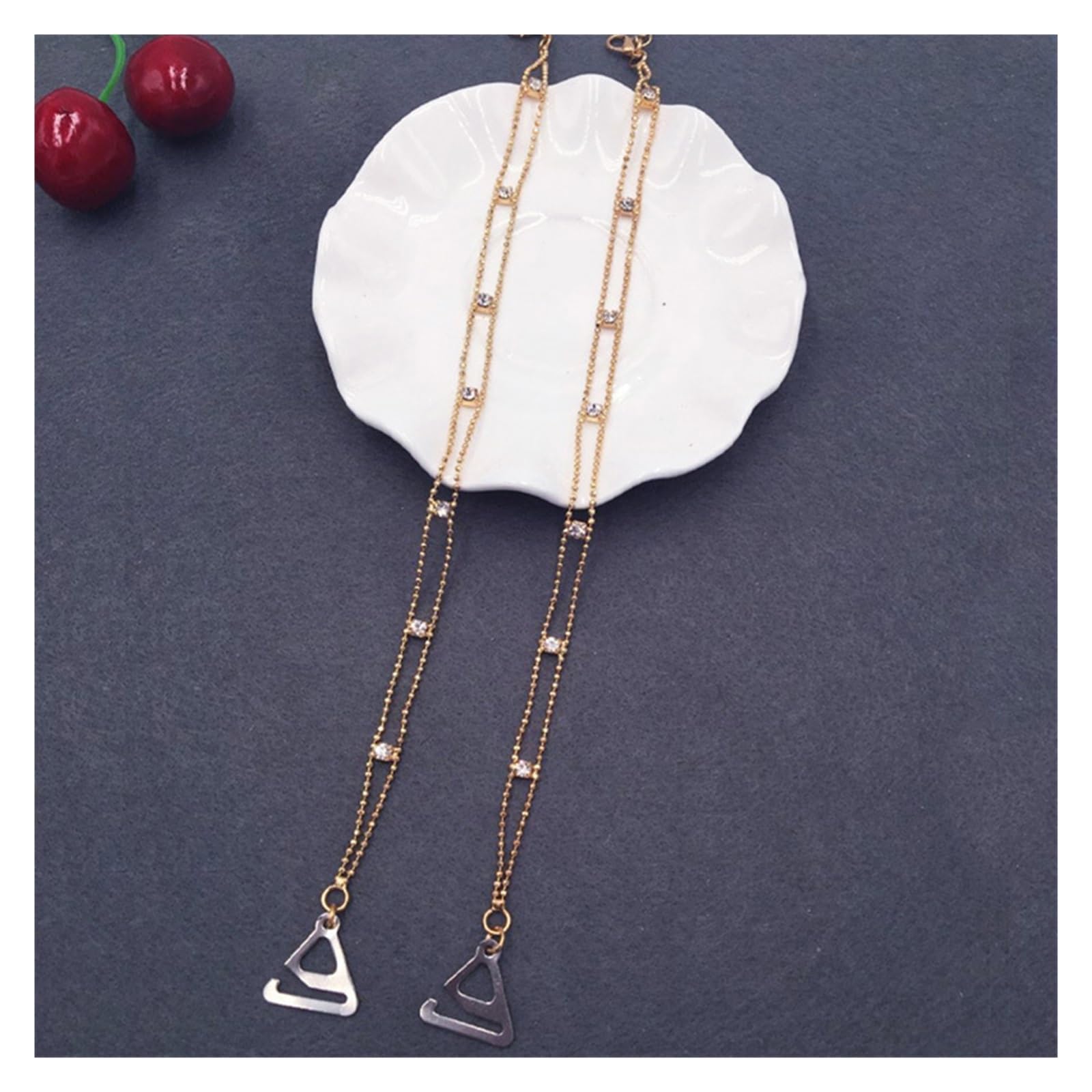 YGMNQAL Shoulder Straps Crystal Underwear Metal Bra Non-Slip Sexy Invisible Cool Women Strap For Decor(D-gold,1.8cm hook)