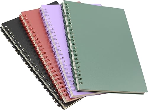 Miniatura 9 de YIKANGHENG 4 cuadernos en espiral tamaño A5, 4 colores de 8.3 x 5.9 pulgadas de grosor, tapa dura de plástico de 0.276 in, 80 hojas con rayas