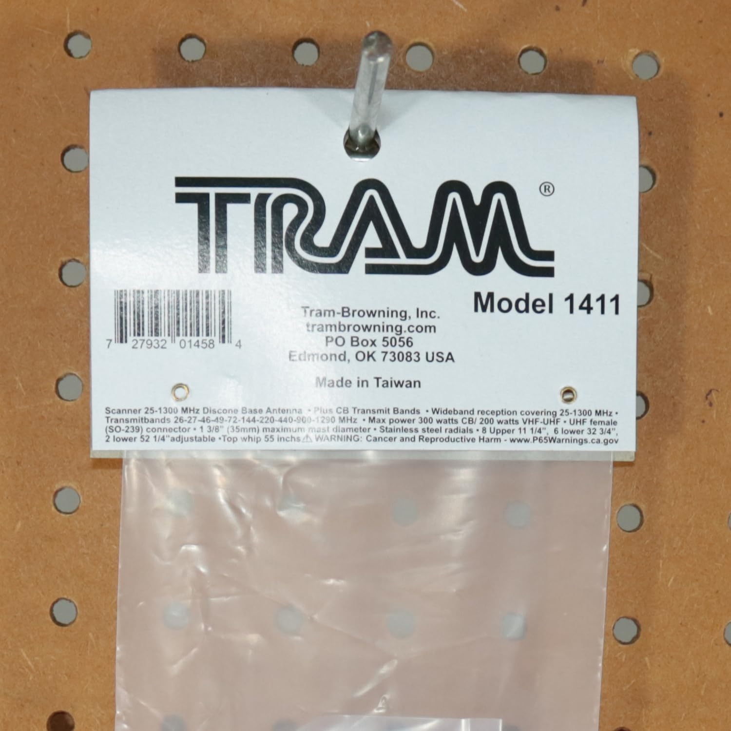 Tram 1411 - Escáner de Banda Ancha de 300 vatios/200 vatios de 25 MHz a 1300 MHz, Antena de Base de Acero Inoxidable con Bandas de transmisión CB añadidas