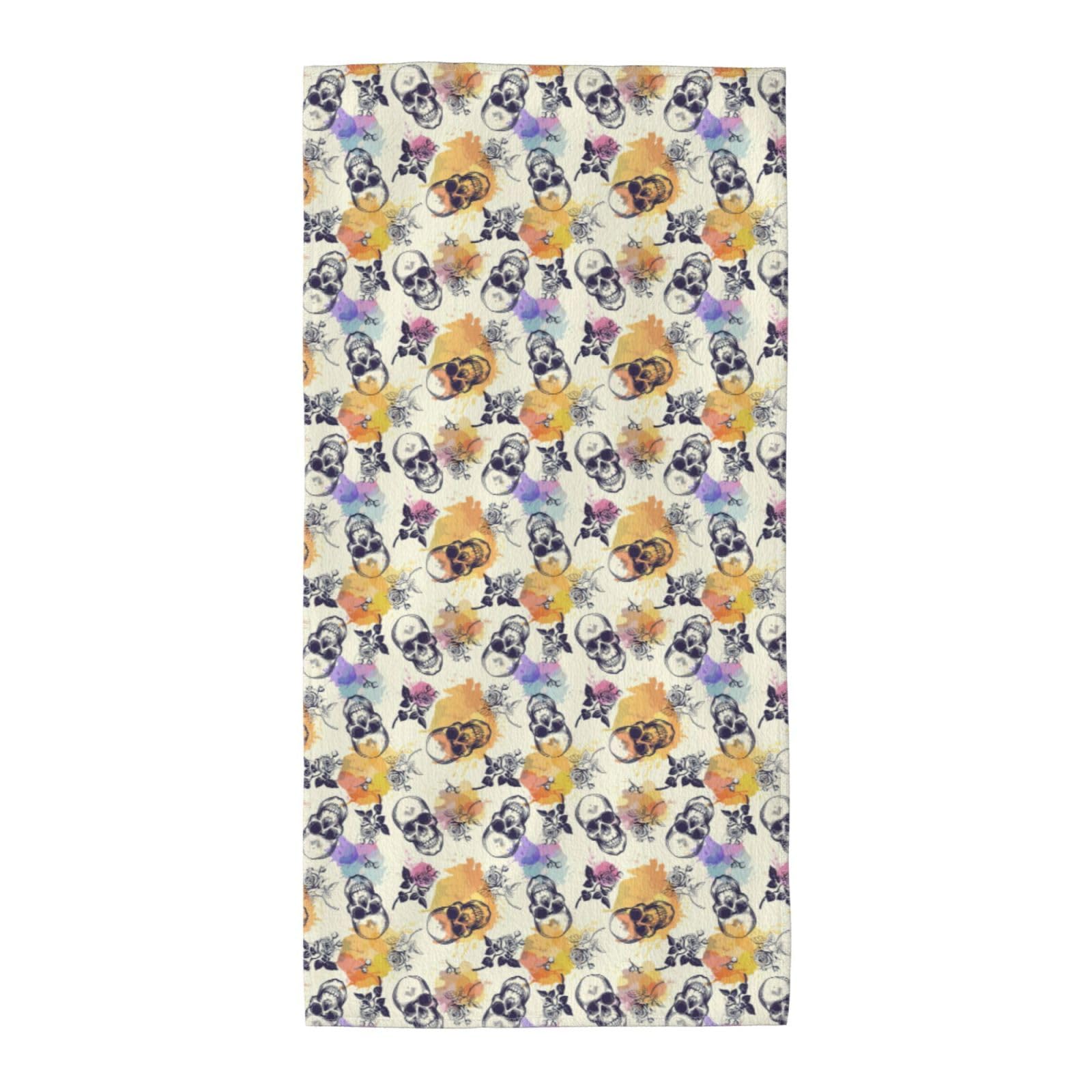 SDEGTHO Skull Flower Fashion Printed Bath Towel High Water Absorption For Hiking Trip