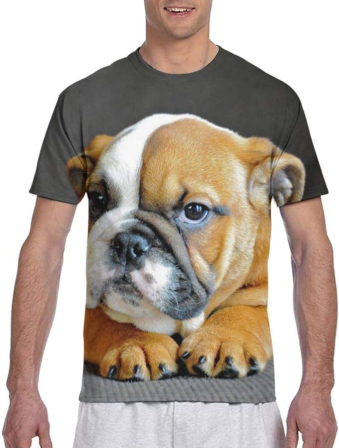 English Bulldog Puppy Dog Unisex TShirt Funny Novelty Men's 3D Short
