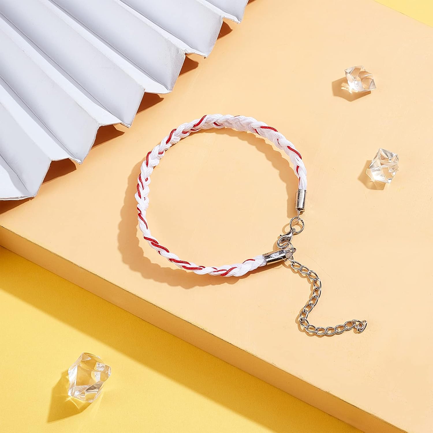 PH PandaHall 0.5mm Waxed Cord, 116 Yards White Round Waxed Polyester Cord Thread Beading String Crafing Cord for Waist Beads Bracelet Necklaces DIY Craft Jewelry Making and Macrame Supplies