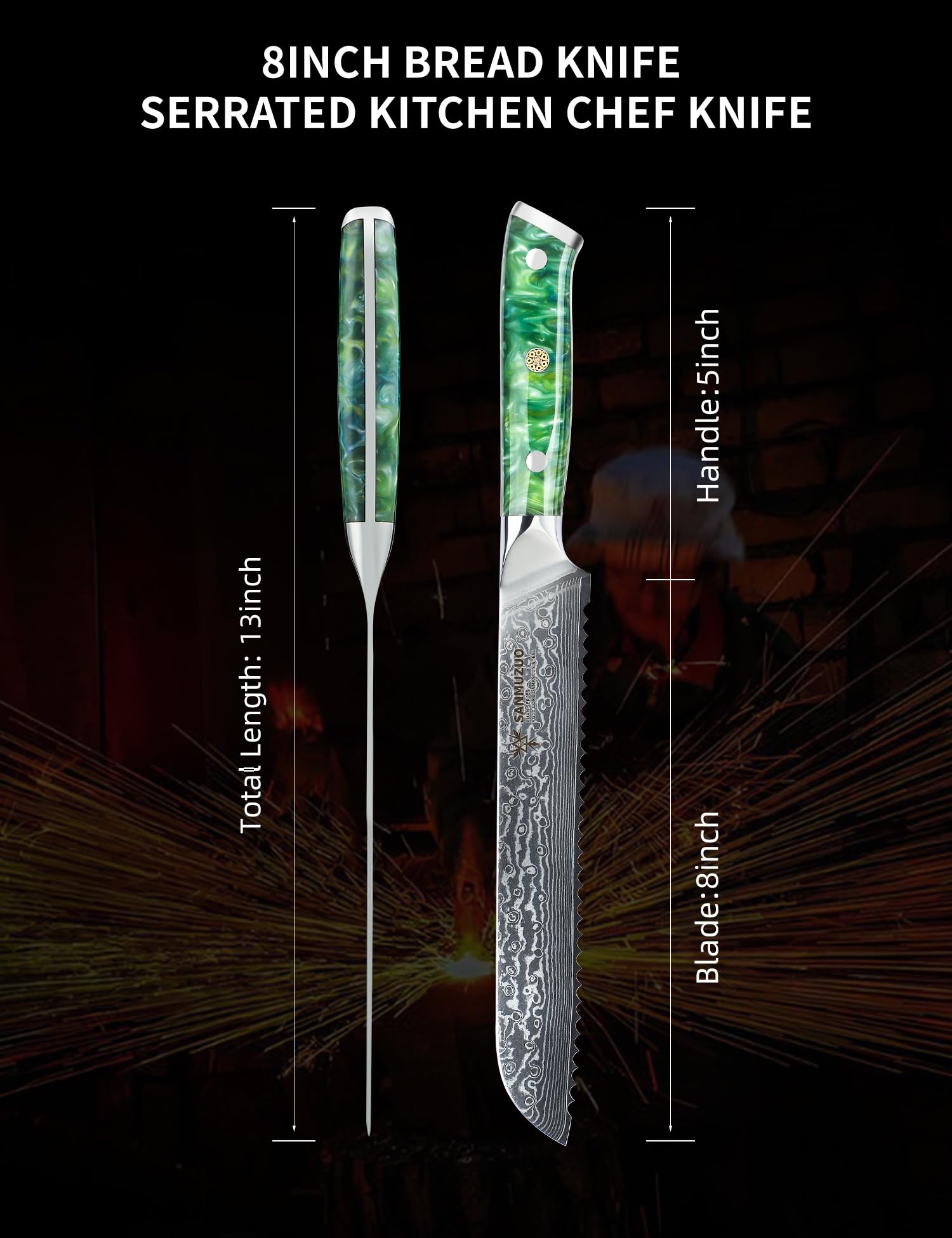 Amazon | SANMUZUO 8インチ ブレッドナイフ 鋸歯状刃 - 鋭い波状エッジ
