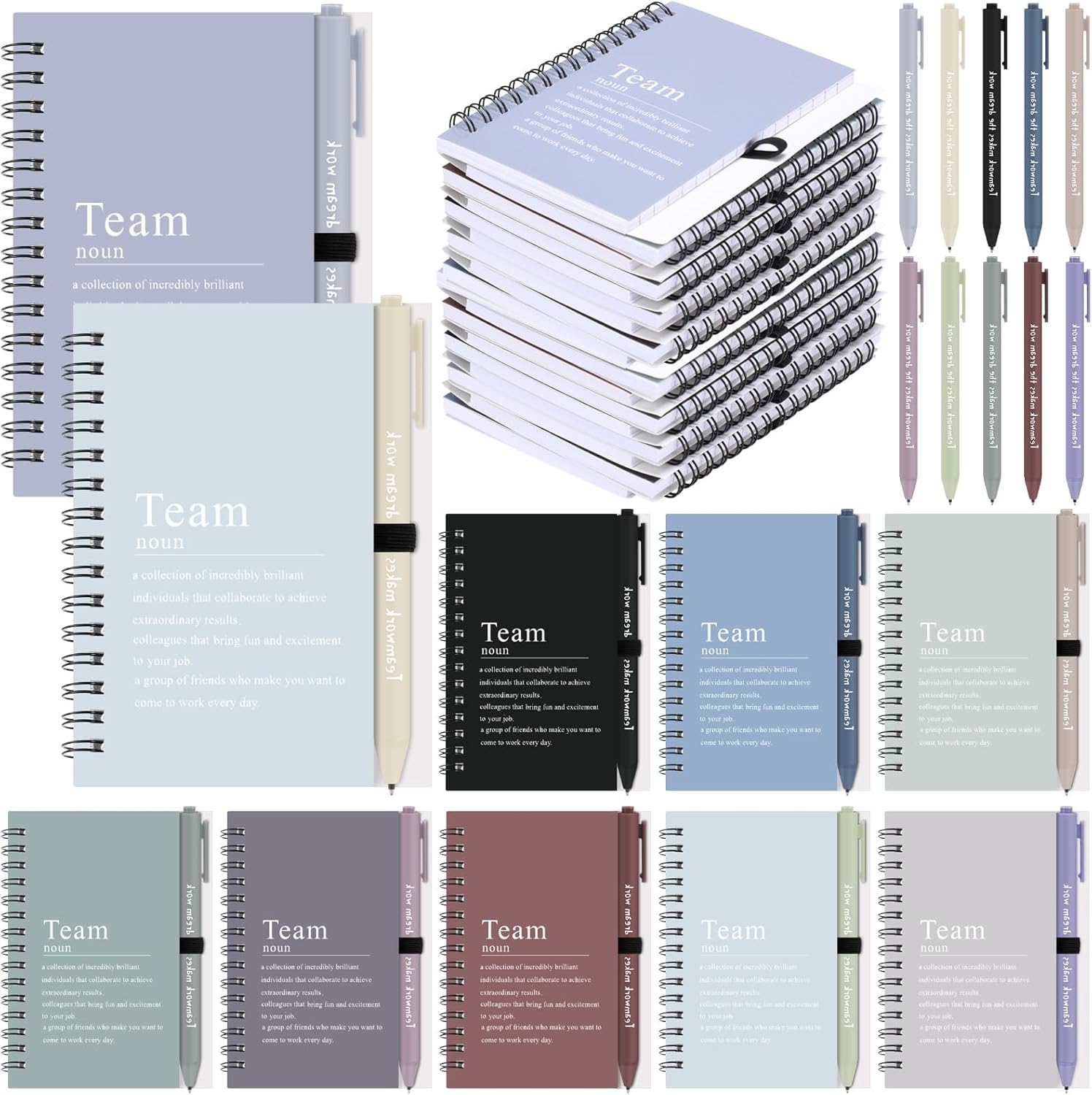 Resurhang 40 Pcs Team Appreciation Gifts Bulk Include 20 Small Notebook with 20 Thank You Ballpoint Pen Team Gifts for Office Staff Coworker Volunteers Nurse Teacher Social Workers (Morandi)