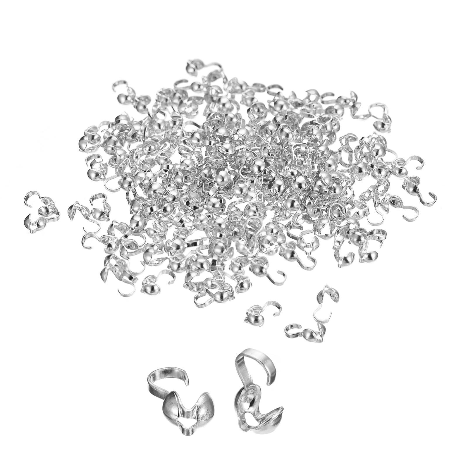 uxcell 200Pcs Open Bead Tips Knot Covers