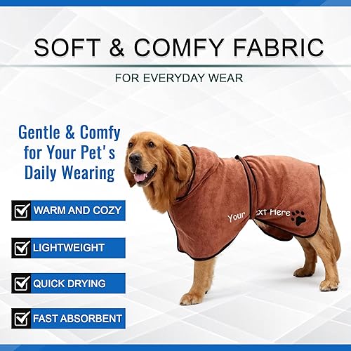 Miniatura 6 de Toalla de baño personalizada para perro con nombre y pata, batas de microfibra súper absorbente para después del baño, bata de baño para perros XS -