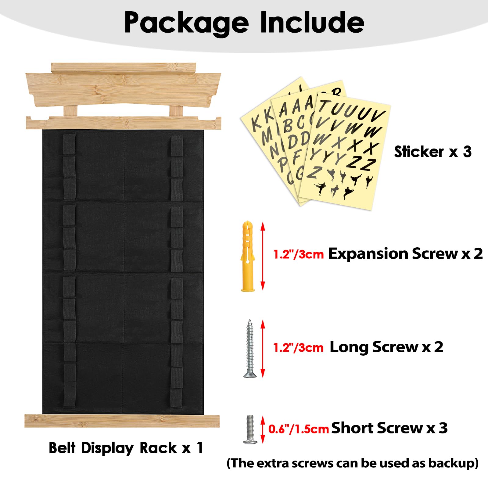 SUMNACON Kampfsport Gürtelhalter für 12 Gürtel aus Bambus Filz, Taekwondo-Gürtelständer Wandmontage Gürtel Display für Medail Judogürtel Karategürtel Ninjitsu-Gürtel als Personalisierbare Geschenk