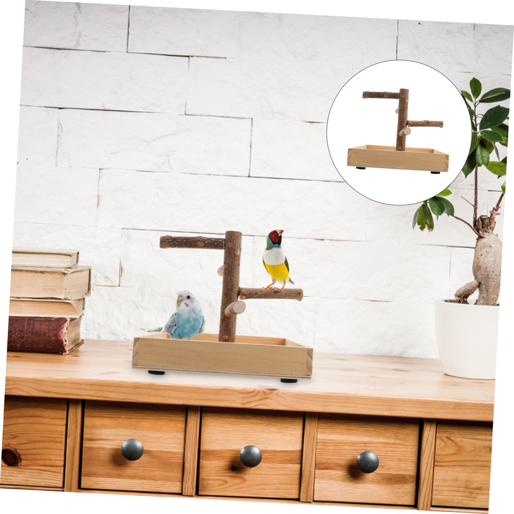 Percha para Pájaros de Madera Beige para Periquitos y Cacatúas, Soporte para Perchas Que Desarrolla Equilibrio y Coordinación, Posadero para Loros en Jaula