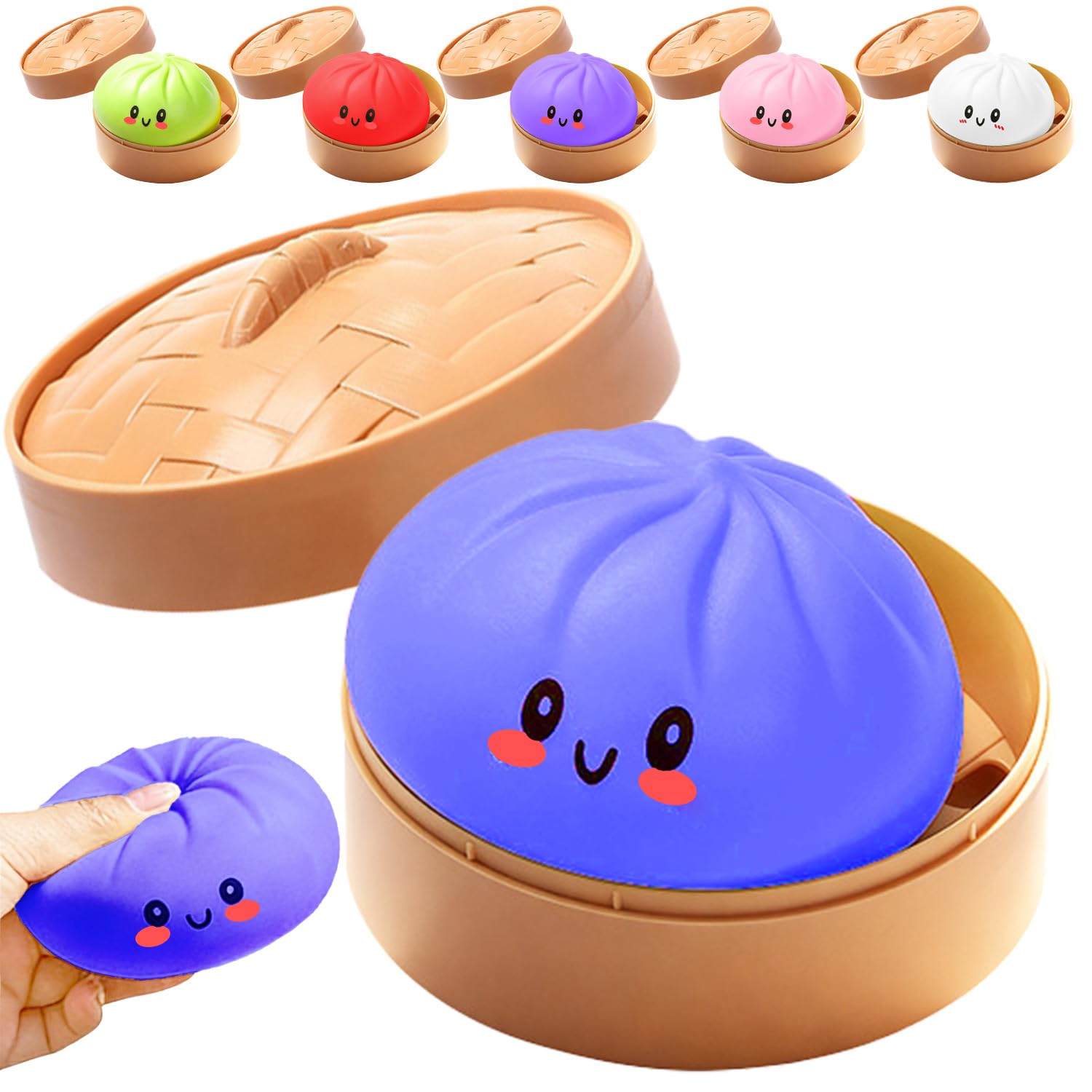 Dumpling Squishies Toy,Glitter Mystery Squishy Dumpling Box,Colorful Dumplings Stress Fidget Toys,Soft Anxiety Relief Sensory Squeeze for Toddler,Boys,Easter Basket Stuffers for Kids(Glitter Clear) — view 13
