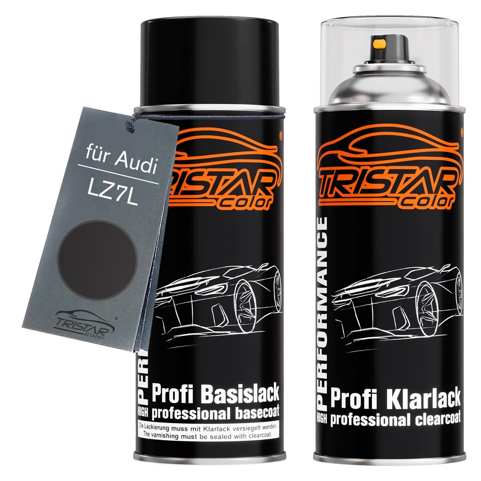 TRISTARcolor Autolack Spraydosen Set für Audi LZ7L Lavagrau Perl/Lava Grey Perl Basislack Klarlack Sprühdose 400ml