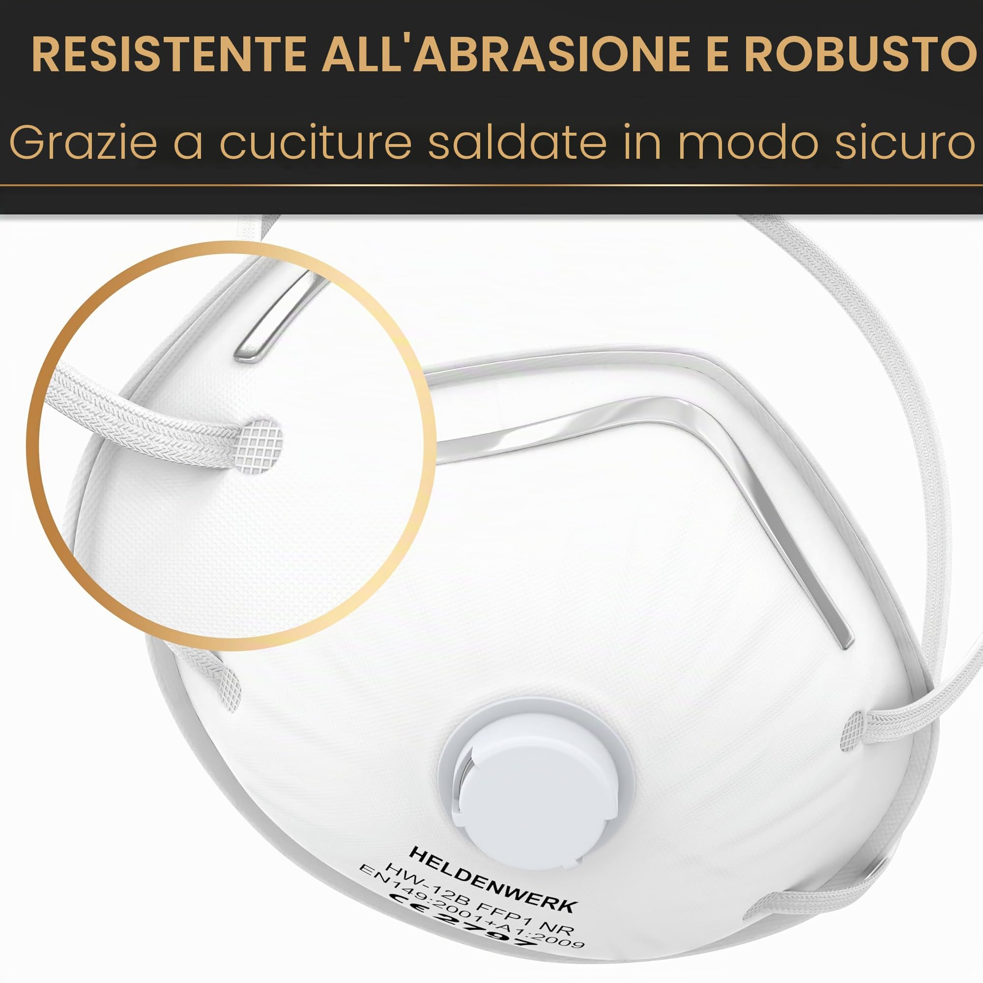 Heldenwerk Mascherina di protezione respiratoria in set da 5 10 o 20 FFP1 perfettamente regolabile per polveri sottili
