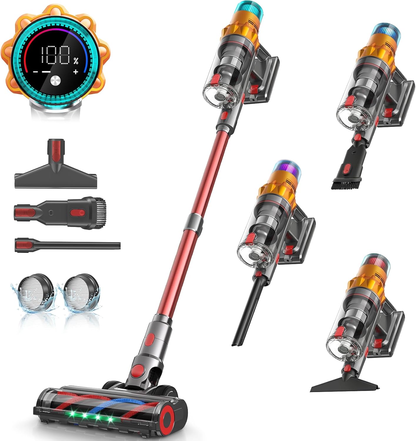 Belife S8 Cordless Vacuum Cleaner, 600W 48Kpa Stick Vacuum with 65Mins Runtime, Self-Standing, 1.6L Large Dust Cup, Anti-Tangle Smart Wireless Handheld Vacuums for Carpet, Hardwood Floor & Pet Hair