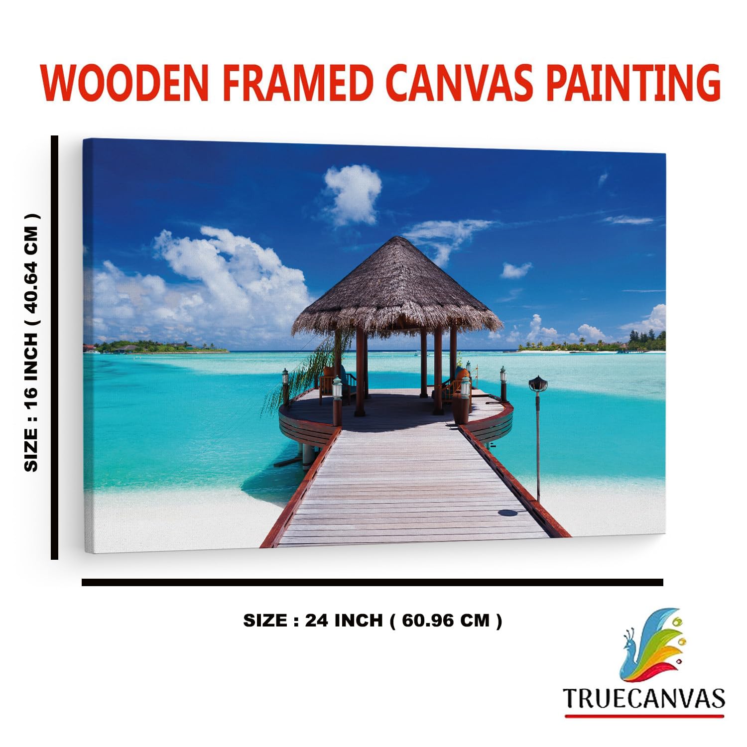 TRUECANVAS Jetty With Amazing Ocean Wall Mural, Wooden Framed Canvas Paintings for Home Decor | Bedroom, Living Room,Wall Decoration | Wall Art Painting, CT0665, Size 16 x 24 in 4