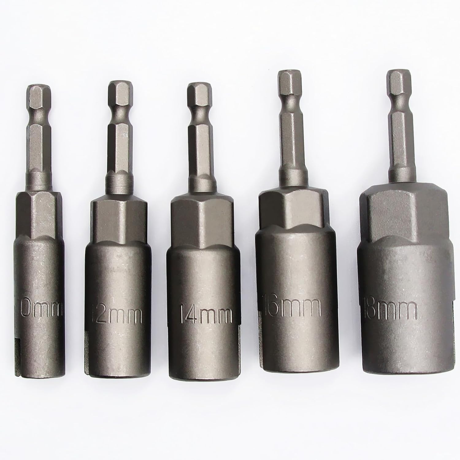 5Pcs 1/4 Inch Power Wing Nut Driver Bits, Hex Shank Nut Driver, Slot Wing Nuts Drill Bit Socket Wrenches Tools for Panel Nuts Screws Eye C-Hook Bolt Q-Hanger (10/12/14/16/18mm)