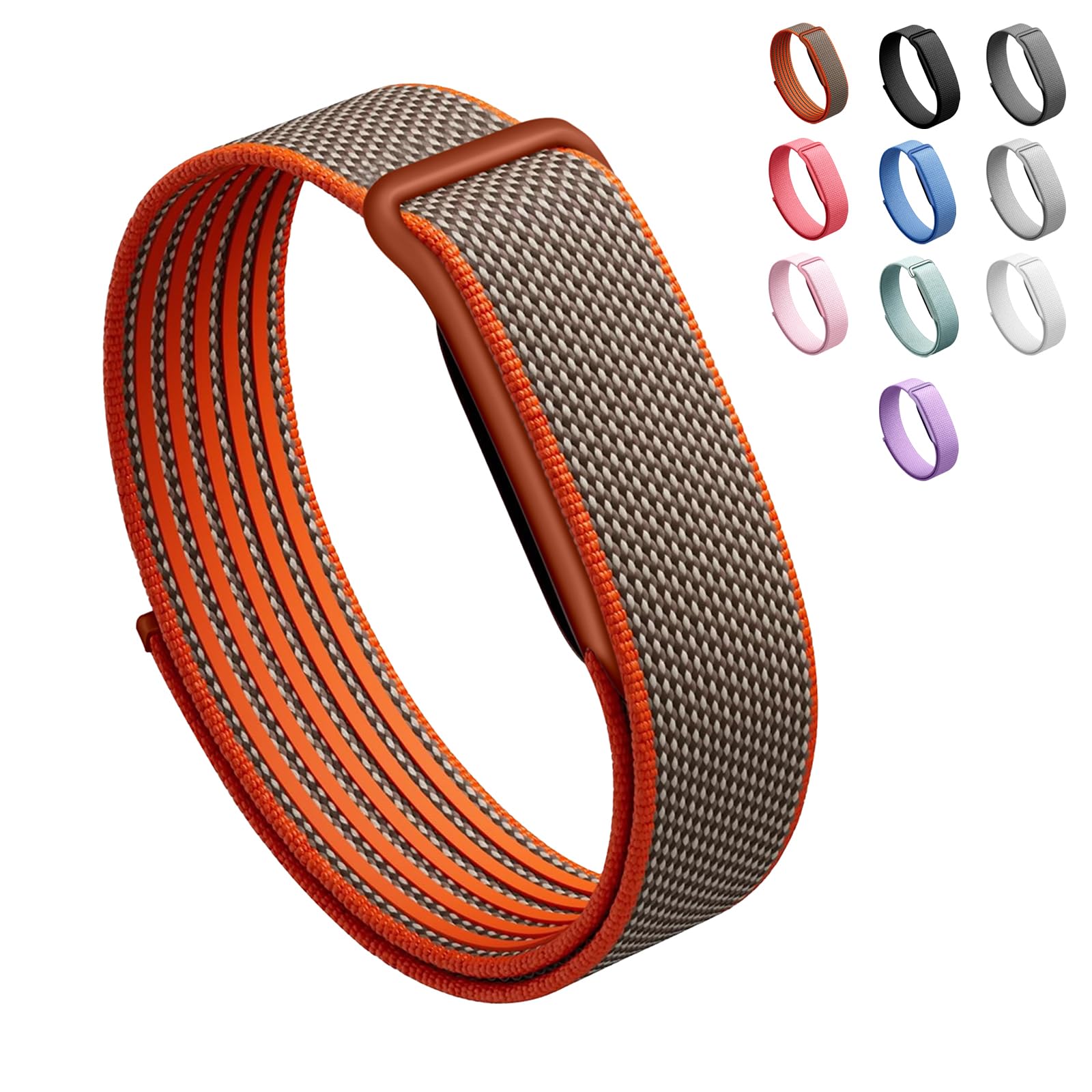 Nylon Band for Fitbit Air | Adjustable Woven Nylon Strap Bands | Replacement Breathable Sport Straps | Anti-Sweat Armband Wristband For Screenless Fitness Tracker (1, Orange)