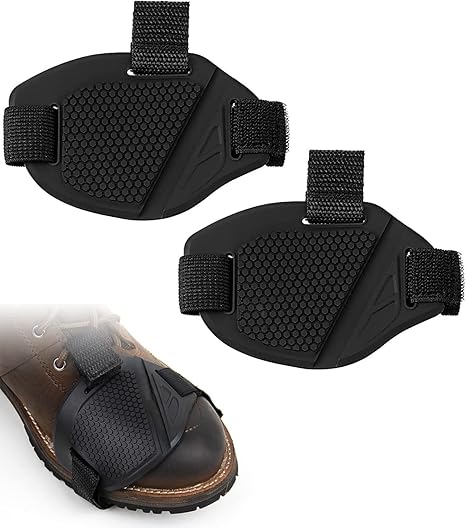 Copriscarpe Per Moto - 2 Pezzi In Gomma, Protezione Leva Cambio, Resistente All'Abrasione, Nero - Foto 10