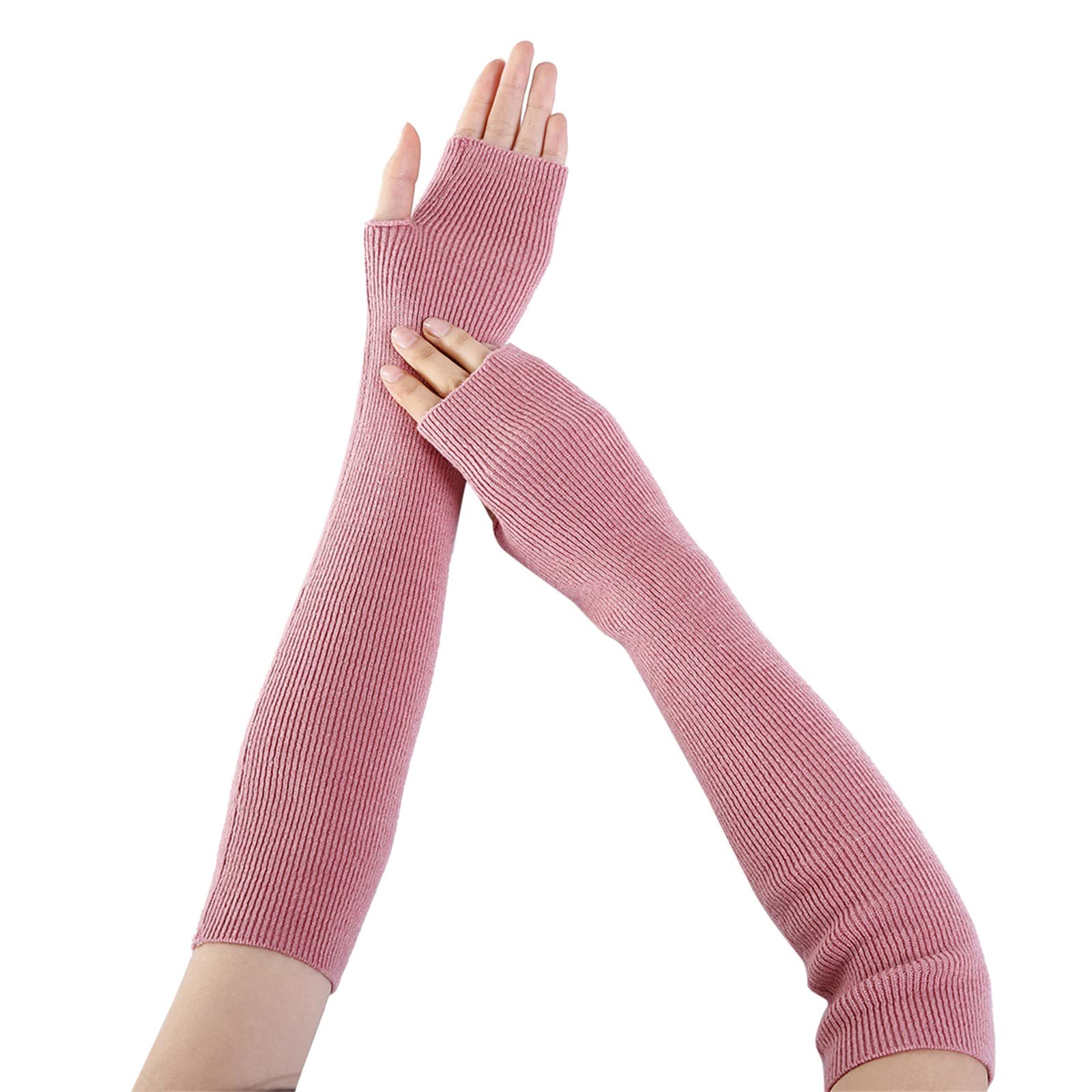 Guanti Lunghi Senza Dita Morbidi Ed Elastici Per Donne E Ragazze - Colore Caffè, Taglia M - 50 Cm