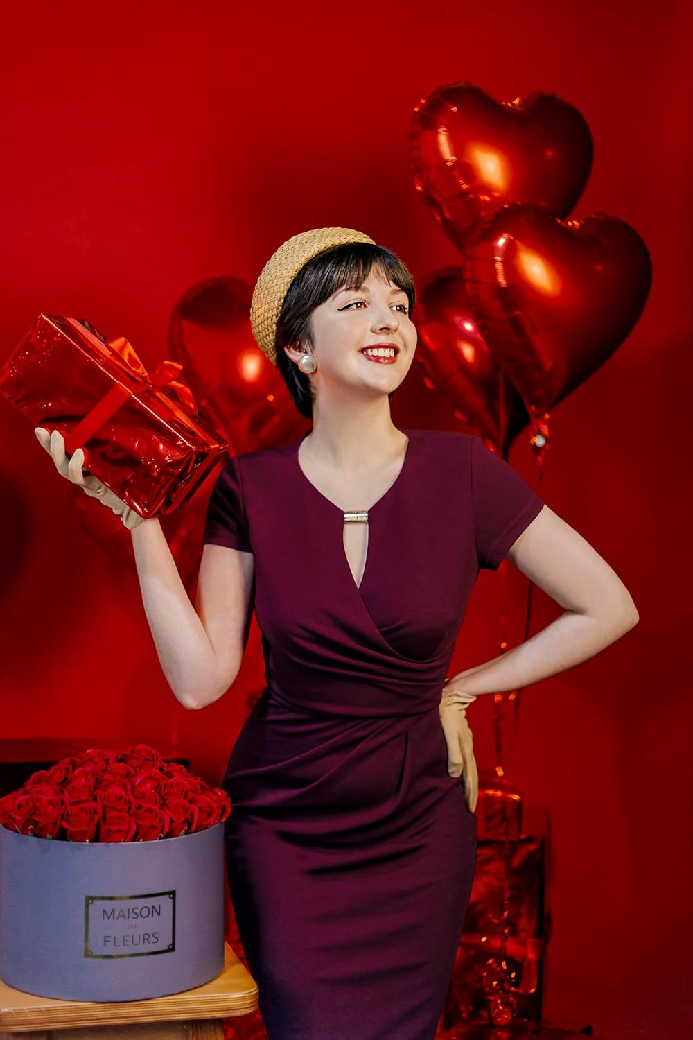 AISIZE Women's Classic Keyhole Neck Wrap Cocktail Party Sheath Dress - Image 2