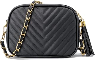 Quilted Crossbody Bag with Tassel,Quilted Crossbody Purse with Adjustable Strap Lightweight Shoulder Purse Top Zipper