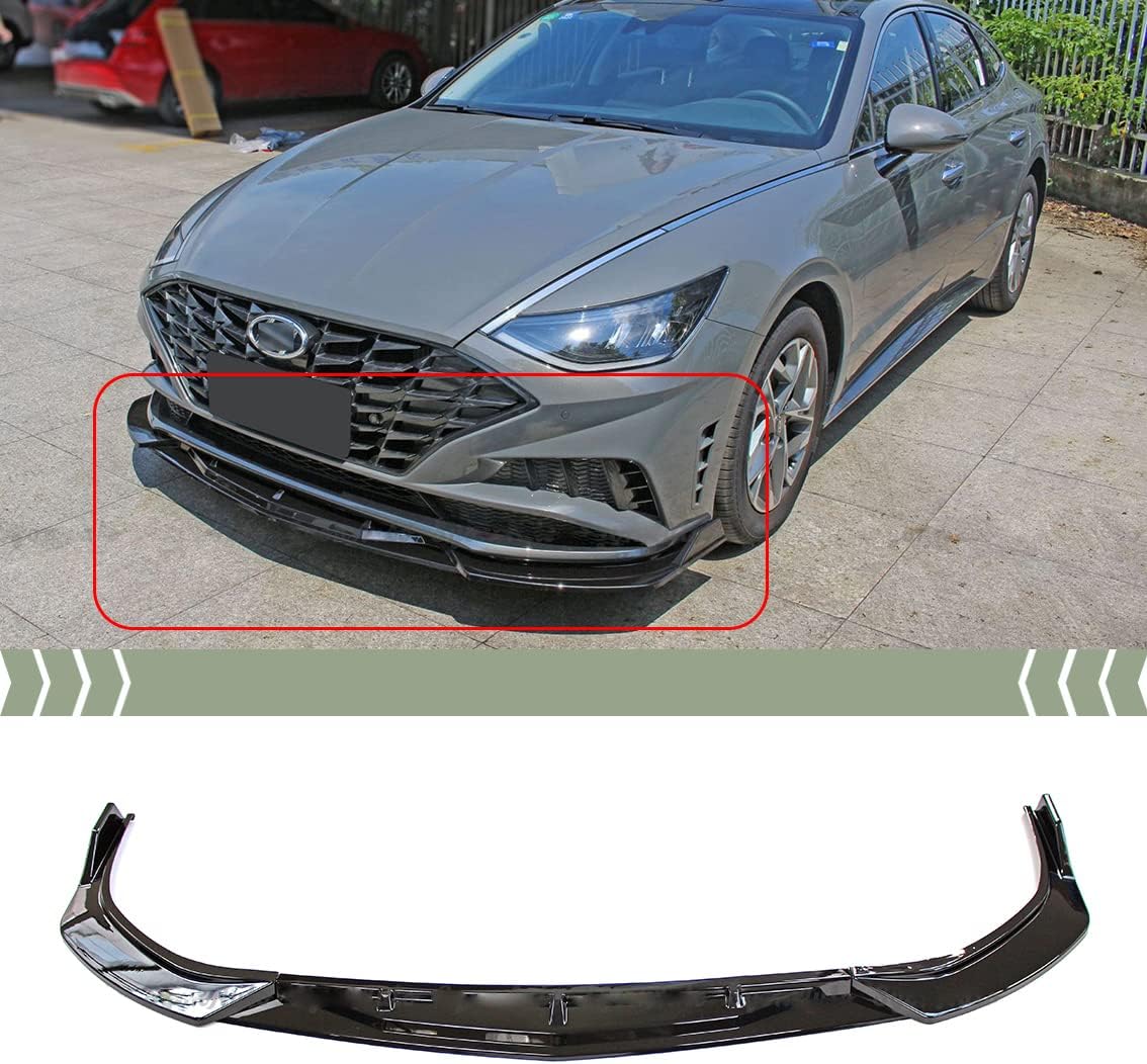 Amazon.com: FITS 2020+ HYUNDAI SONATA GLOSSY BLACK V STYLE 3 PCS FRONT ...