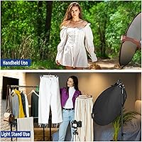 Vista 4 de NEEWER Reflector de luz de 22"/56cm con abrazadera y empuñaduras, 5 en 1 plegable multi disco reflector de fotografía