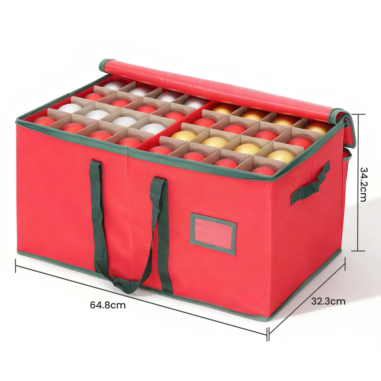 SALCAR Aufbewahrungsbox für Weihnachtskugeln mit 128 Fächern stabile Kartontrenner, praktische Aufbewahrungskiste für Christbaumschmuck und Weihnachtsdeko