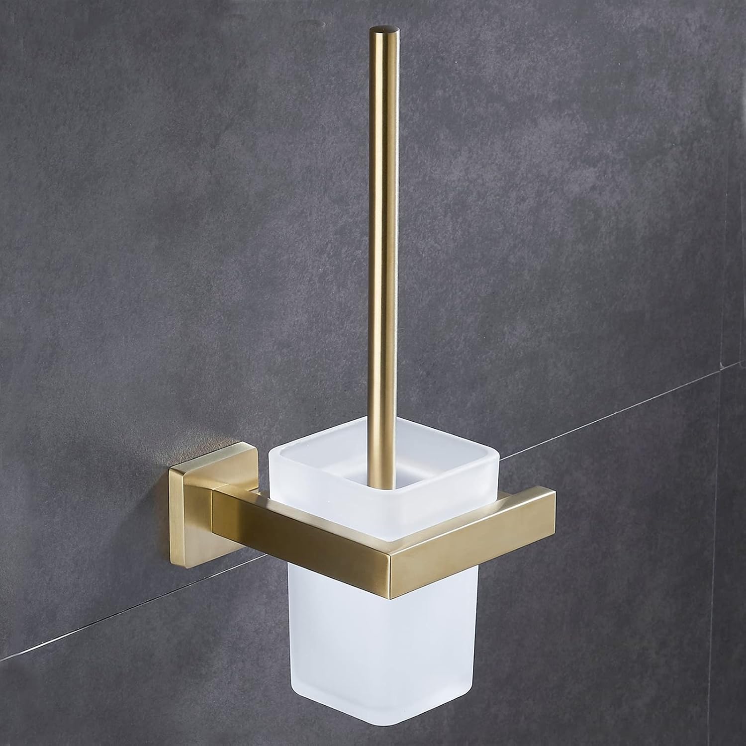 Toilet Brush with Holder Wall Mounted Brushed Gold, NEWRAIN
