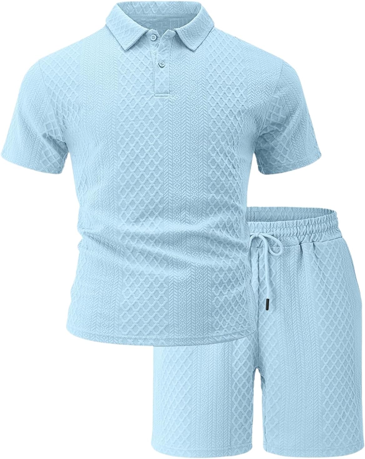 American Men's Lapel Short Sleeve Shorts Casual Breathable Athletic Set