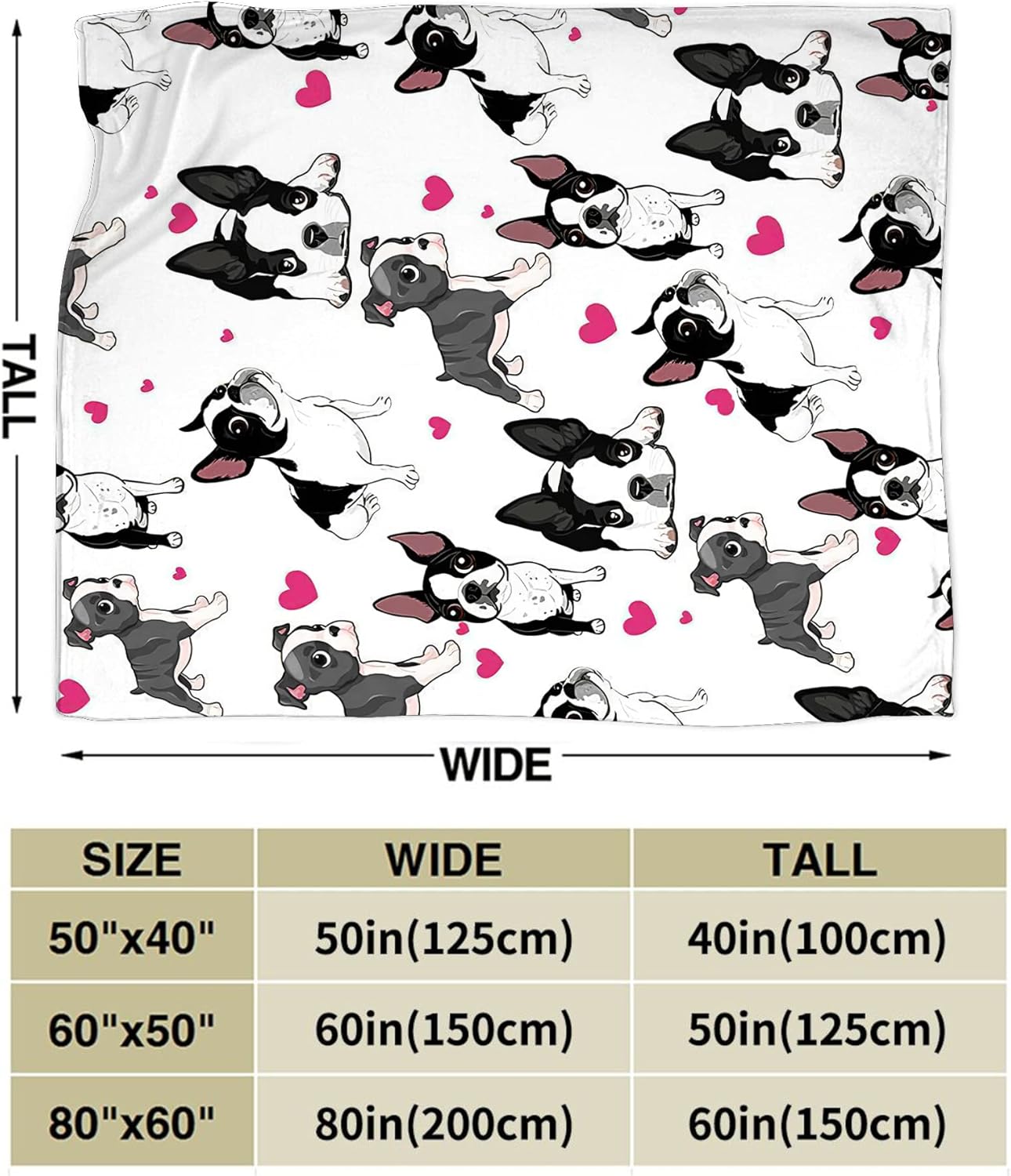Tijuboni French Bulldog Blanket for Girls Boys Women Gifts Lovers Cute Throw Kids Adults Ultra Soft Cozy Fleece Couch Sofa Bed 40''x50'' - Image 3