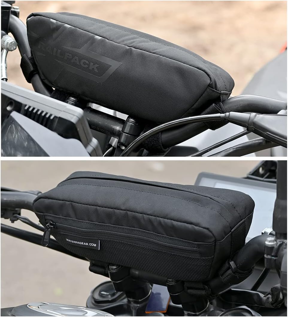 ViaTerra Handlebar Trailpack I 1.2L Black Windshield Pouch I Universal Fit for Any Motorbike, Dirt Bike & Snow Bike
