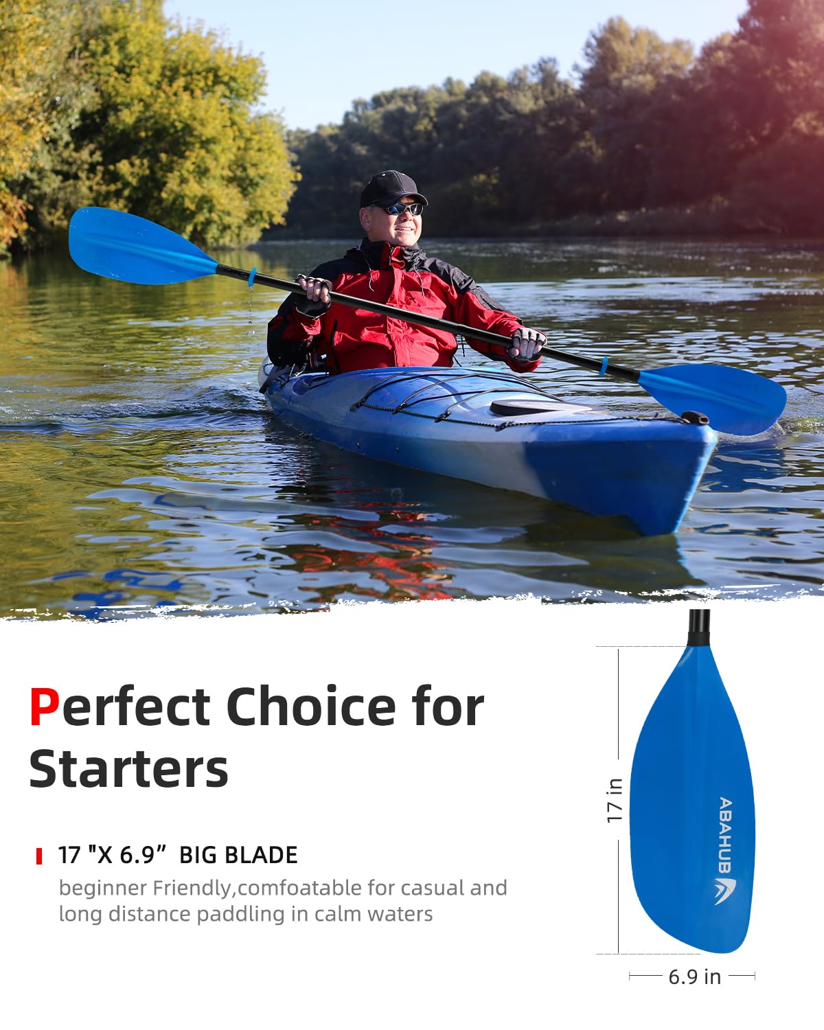 Abahub Kayak Paddle 210 cm to 230 cm Adjustable Aluminium Double Oars Kayak Paddle Kayak Paddle Kayak Paddles for Kayak Rowing Boat Canoe Aluminium Alloy Stem Plastic Blades 12 Colours - 4
