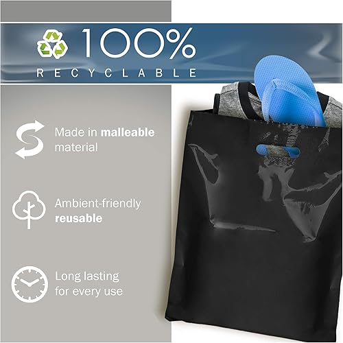 Miniatura 7 de Bolsas de mercancía extragrandes de color negro, plástico brillante, perfectas para venta al por menor, paquete de 100 unidades de 20 x 22 pulgadas