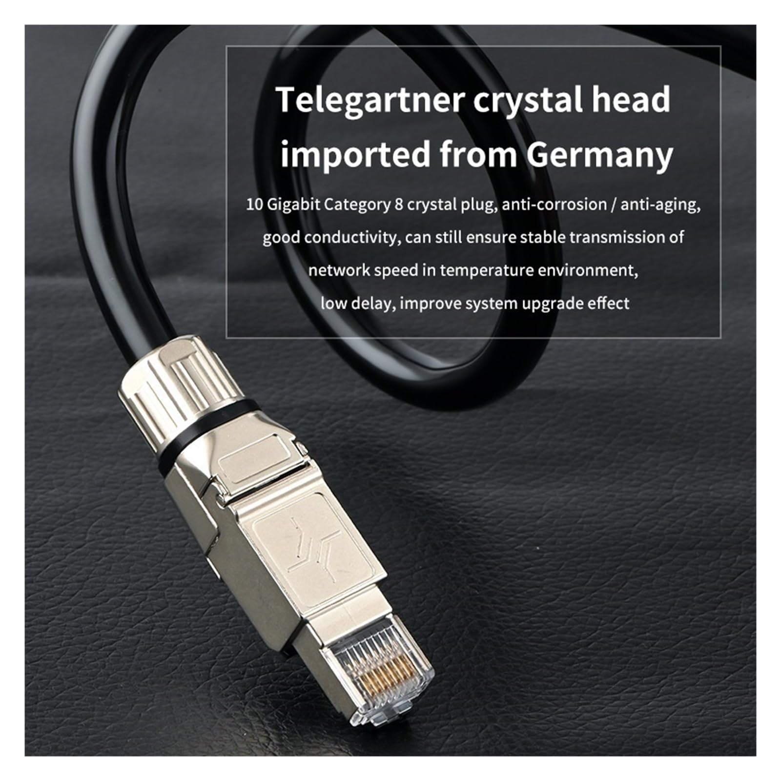 Câble réseau Cat 8 en Argent Sterling Câble Ethernet HiFi 10 Gigabit réseau 40 Gbps 2000 MHz Fiche Cristal(3.5 Meters)
