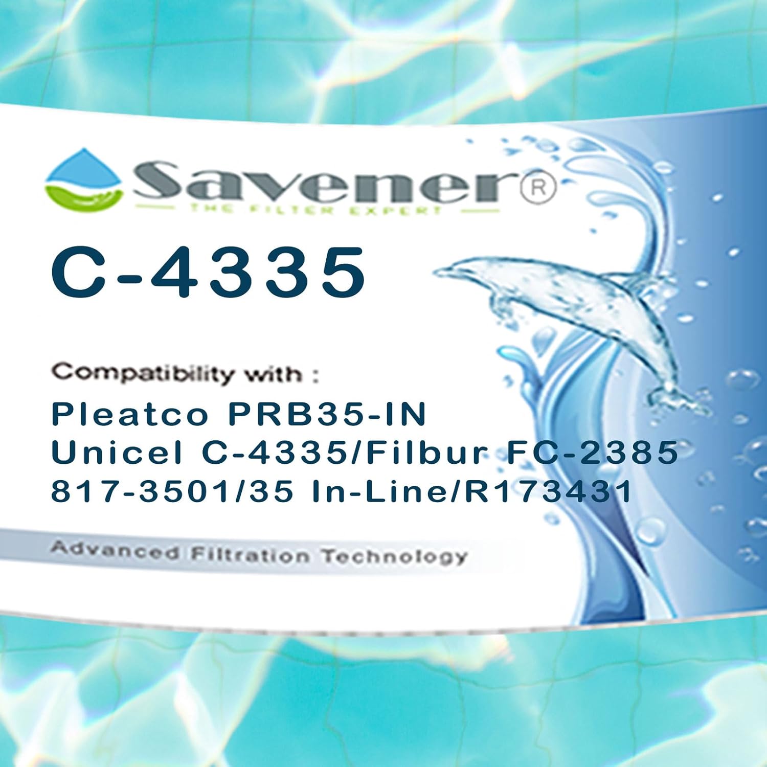 Savener® C-4335 Hot Tub Spa Filter Cartridge, Compatible with PRB35-IN, Unicel C-4335, Filbur FC-2385, Guardian 409-219, 817-3501, 35 in-Line, R173431, FW-PFC-PRB35, FD2002, 35 Sq. Ft, 2 Pack