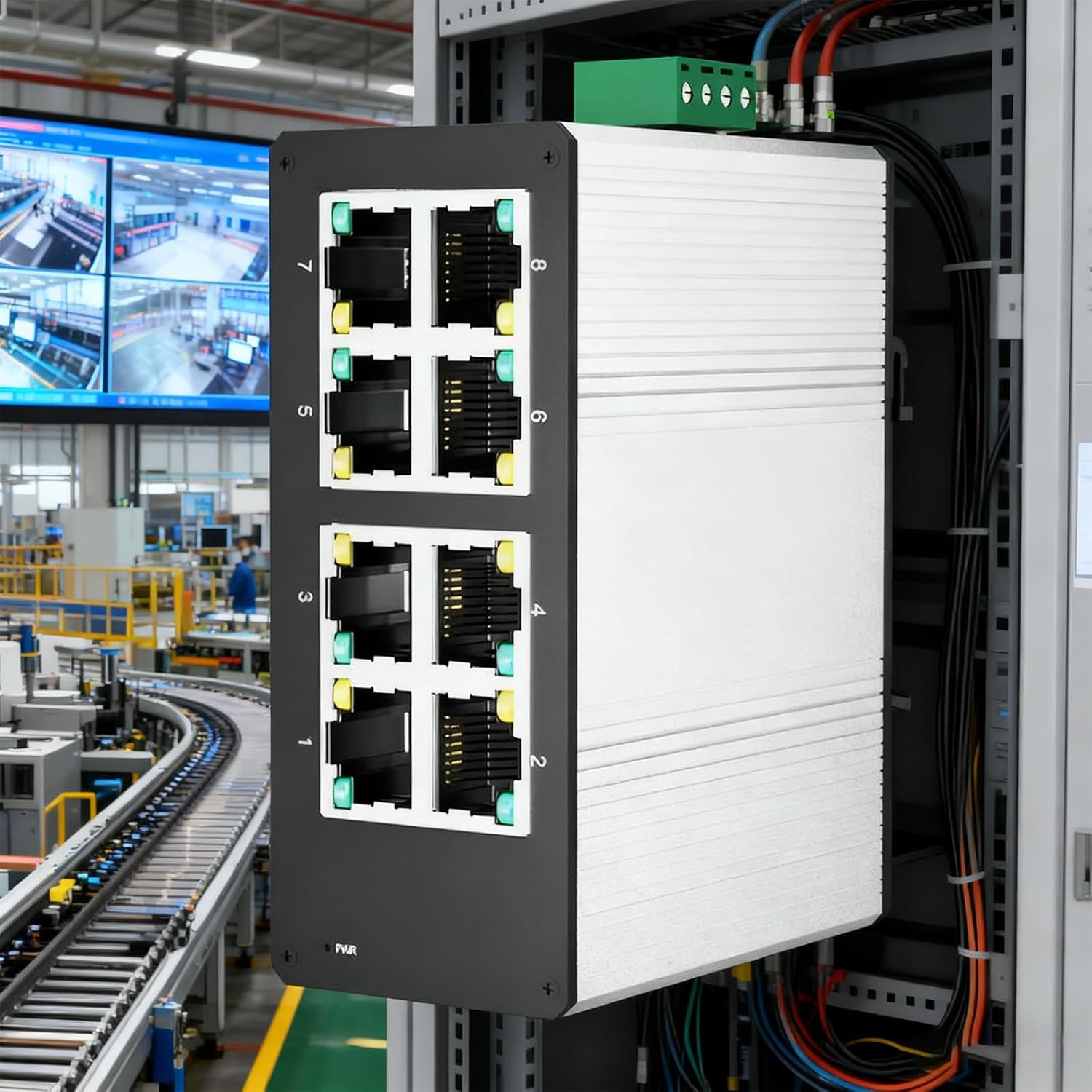 シルバーアルミニウム合金 8 ポートギガビットイーサネットネットワークスイッチ産業用電源ではない柔軟な展開産業用ネットワークスイッチ