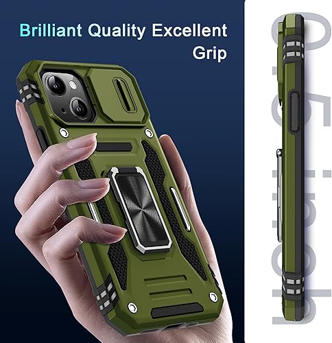 Miniatura 8 de DEERLAMN Funda para iPhone 13iPhone 14 de 6.1 pulgadas con cubierta deslizante para cámara + protector de pantalla (2 unidades), soporte de anillo