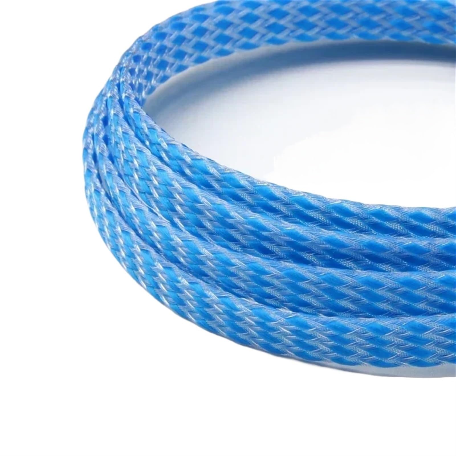 Funda Cables Electricos Funda Trenzada expandida de 1/5/20/50 m, Hilo algodón PP, Envoltura Alambre 4, 8 y 12 mm, protección Cables, arnés línea, Funda Cable(Blue Clear,12mm,50 Meters)