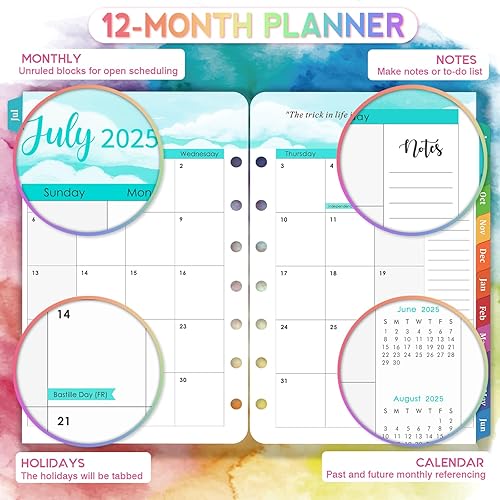 Miniatura 3 de Recambios de planificador 2025-2026 – Recambios de agenda 2025-2026 de julio de 2025 a junio de 2026, 5.5 x 8.5 pulgadas, 7 agujeros, calendario