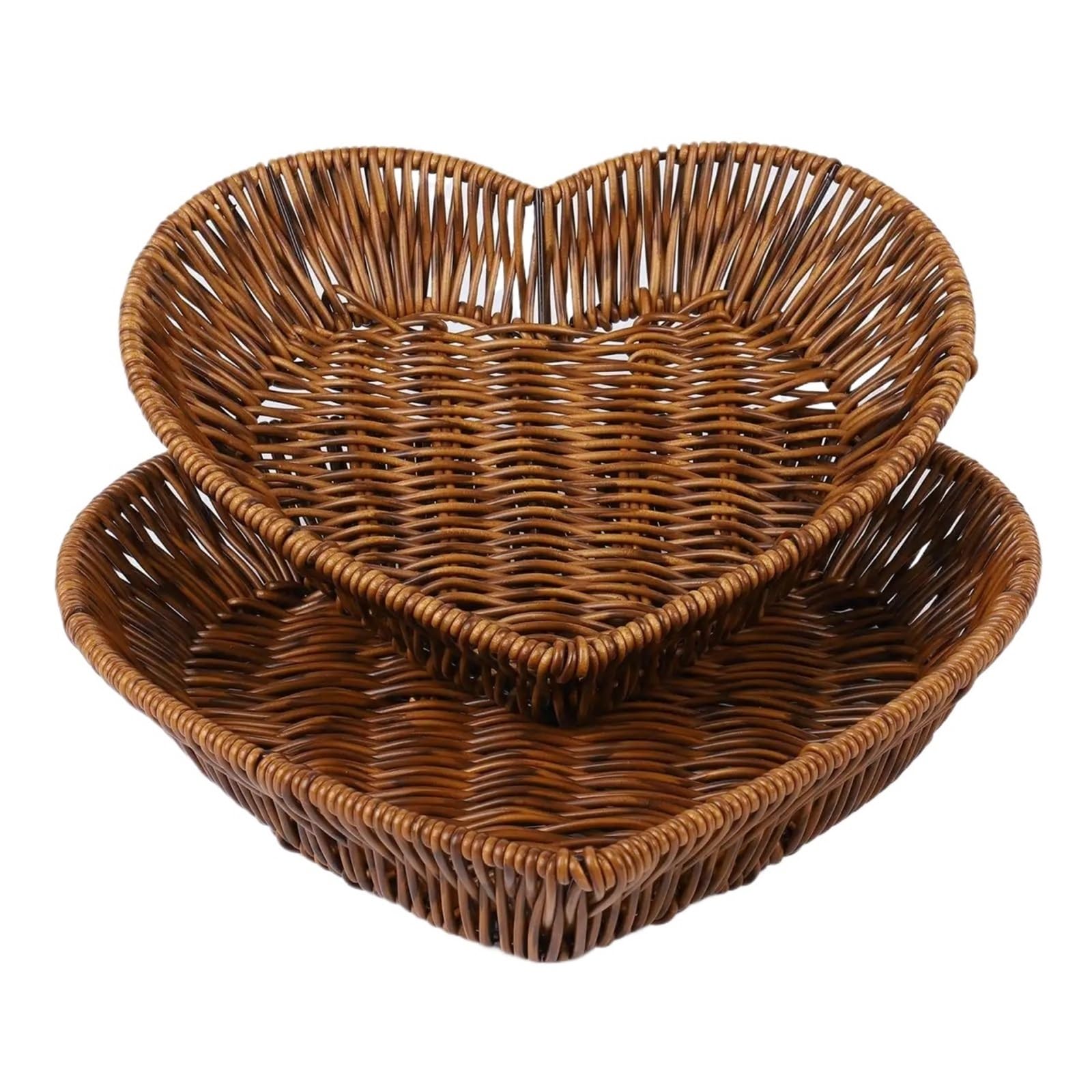 Cesta De Fruta 2 unids/Set Cesta Tejida de Mimbre Tejida cestas for Servir Pan Frutas Verduras Restaurante Servir Mesa Display RATT Cesta De Fruta(A Set)