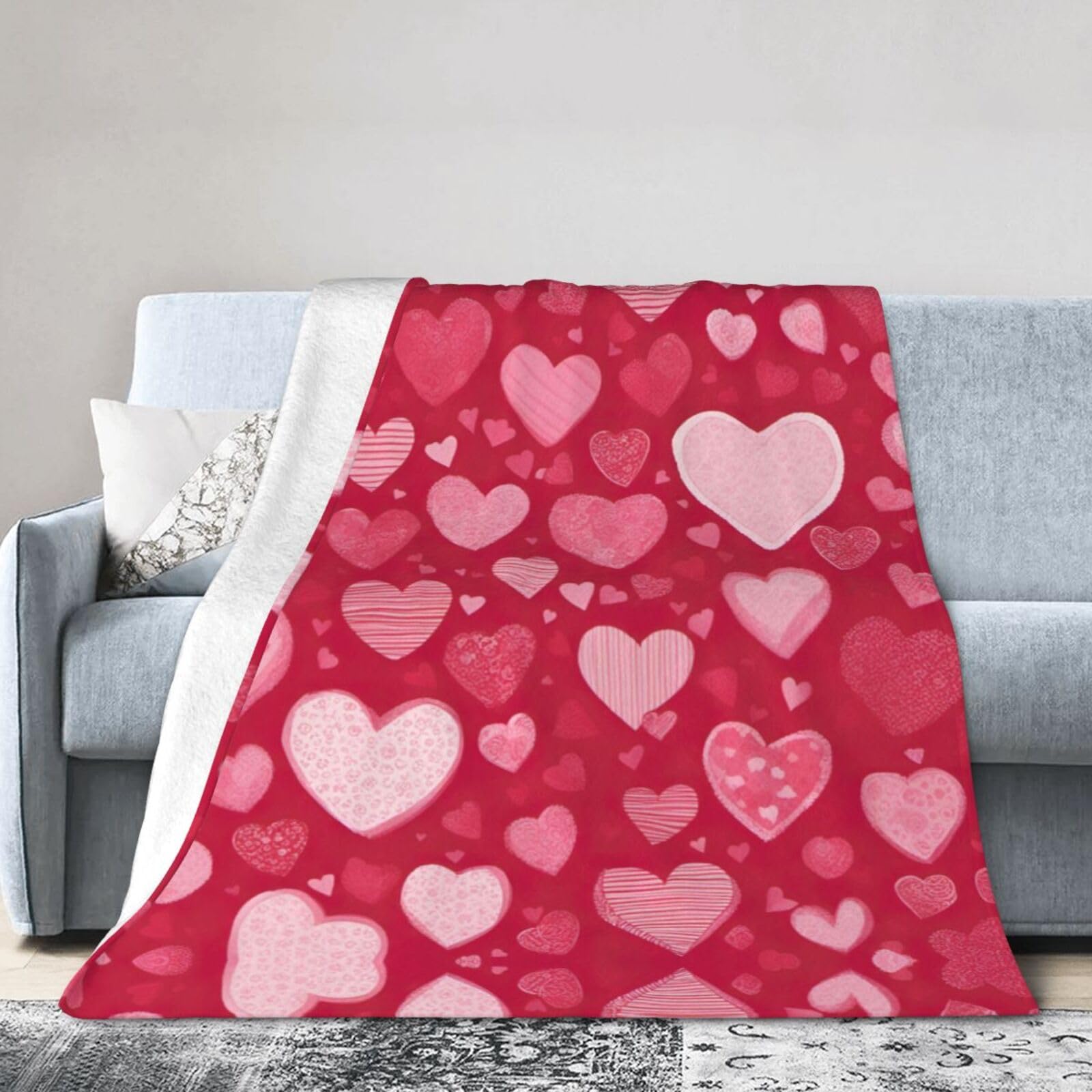 Couverture de voyage en flanelle plaid lit canapé camping imprimé Saint Valentin