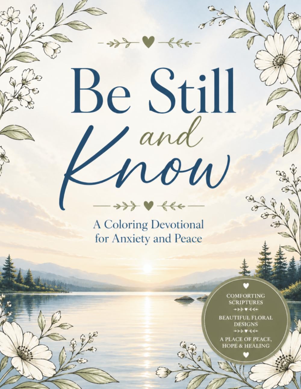 Be Still And Know: A Coloring Devotional For Anxiety And Peace | 100 Pages, Large Print, 50 Calming Scenes To Color, Beautiful Scripture, Engaging Journal Prompts.