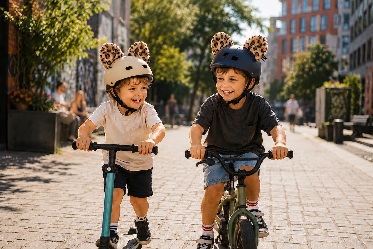 Pünktchen Leopard für Fahrradhelm.Verwandle jeden Helm in einen coolen Leoparden. Helm Accessoire für Fahrrad, Roller, Inliner & Skateboard.
