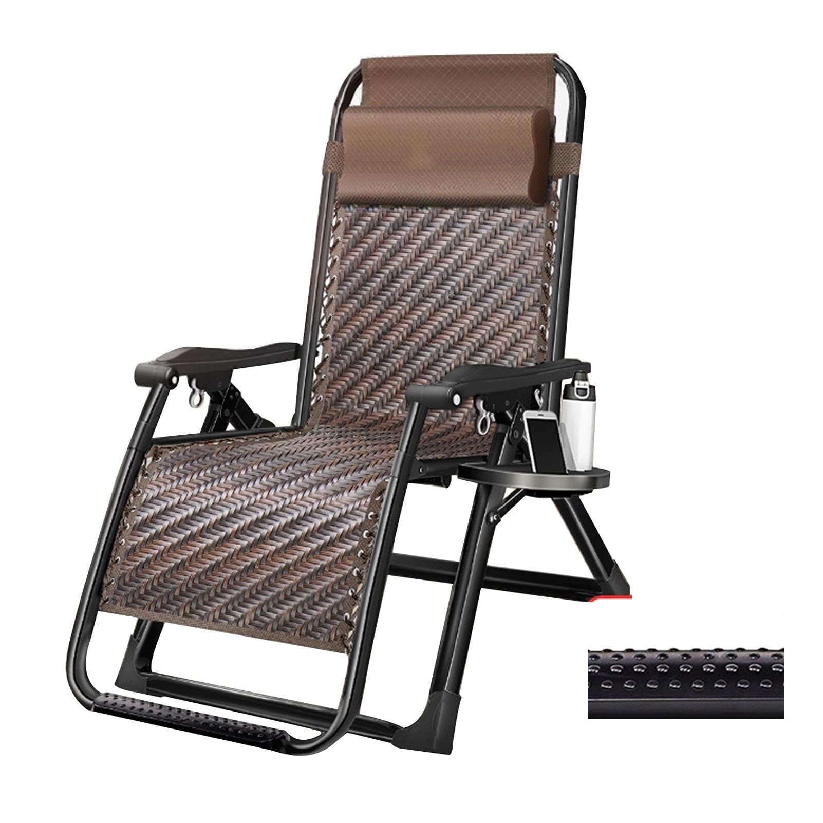 Chaise longue extérieur rotin marron haut de gamme inclinable et pliable